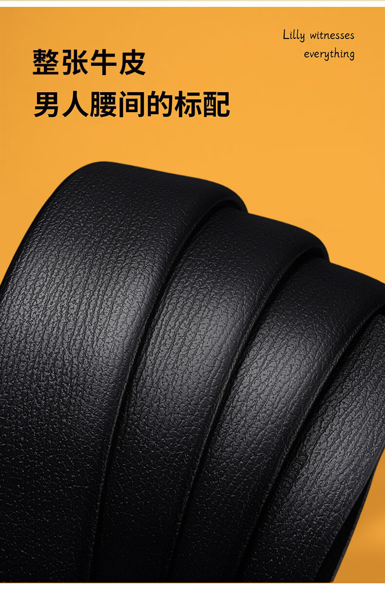 JEEP Men's Genuine Leather Automatic Buckle Belt High-End Pure Cowhide New Style Waistband Father's Day Gift for Dad Husband 4