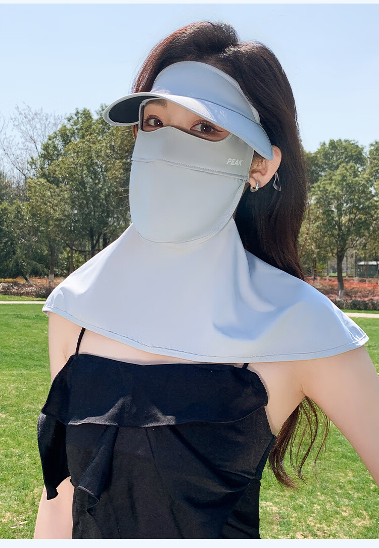 Peak Sunscreen Face Mask Black Coated Brim Sunshade UV Protection Lightweight Breathable Shoulder Neck Eye Protection Outdoor Sunblock 15