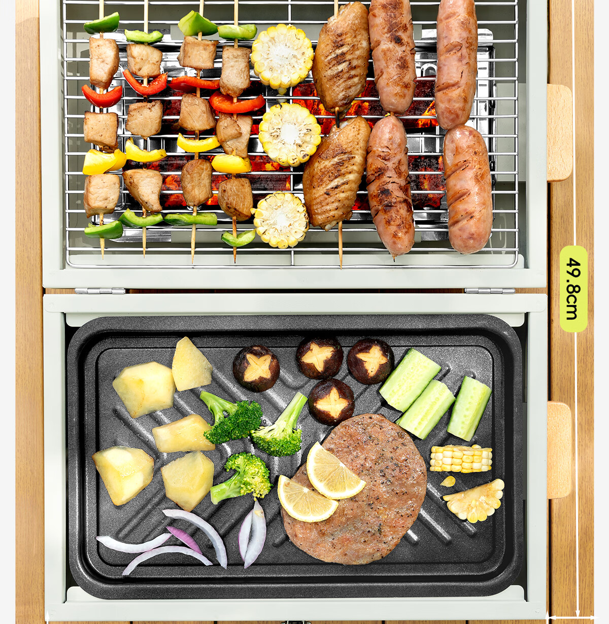 Beishanlang Outdoor Double-Sided Charcoal Grill Portable Home Patio Dual-Use BBQ Grill with Griddle SK263 9