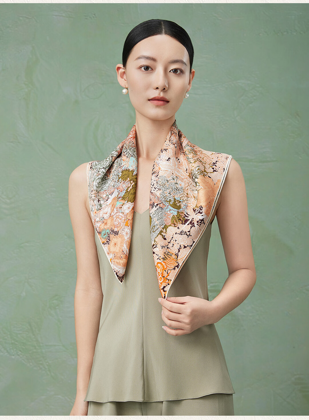 Shanghai Story 100% Mulberry Silk Jacquard Square Scarf Genuine Silk Gift for Mom and Girlfriend Birthday 10