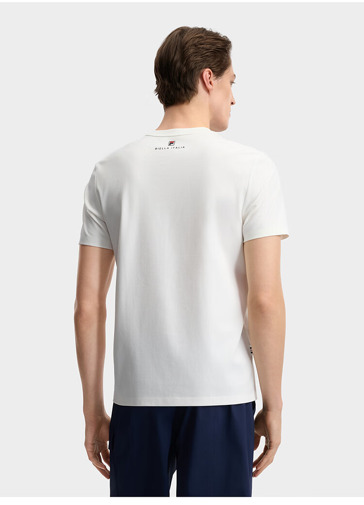 FILA Official Men's Knitted Short Sleeve Shirt 2026 Summer Fashion Casual Simple Basic Crew Neck T-Shirt 18