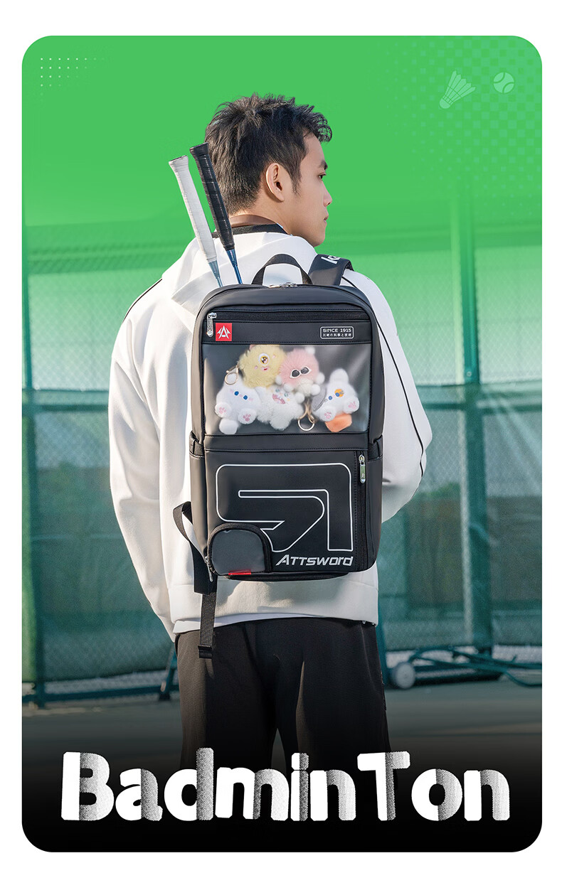 KAWASAKI Badminton Backpack Large Capacity Dual Shoulder Bag Independent Shoe Compartment Waterproof Dirt-Resistant New Model Sword Q5 Black 14