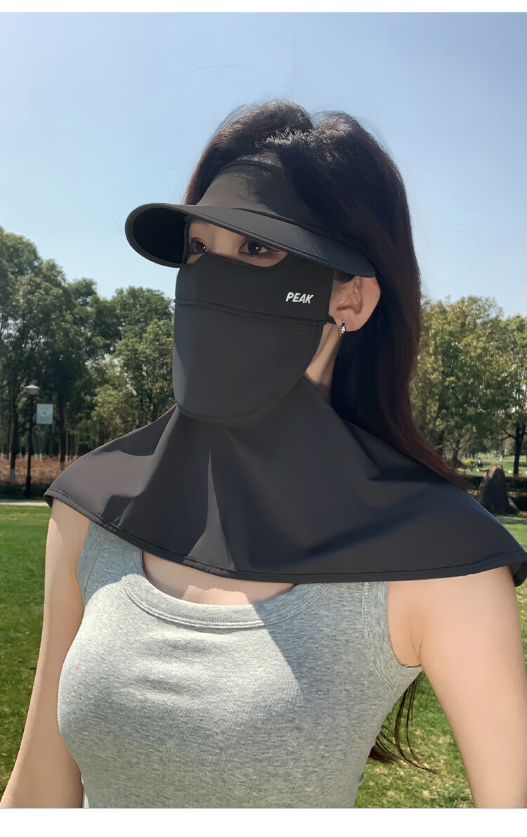 Peak Sunscreen Face Mask Black Coated Brim Sunshade UV Protection Lightweight Breathable Shoulder Neck Eye Protection Outdoor Sunblock 18