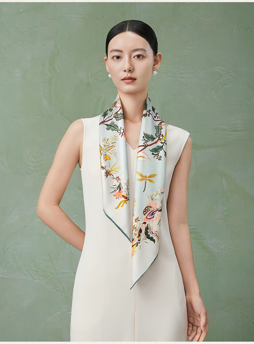 Shanghai Story 100% Mulberry Silk Double-Sided Printed Square Scarf Soft Luxurious Women's Silk Scarf Gift for Mom and Girlfriend 8