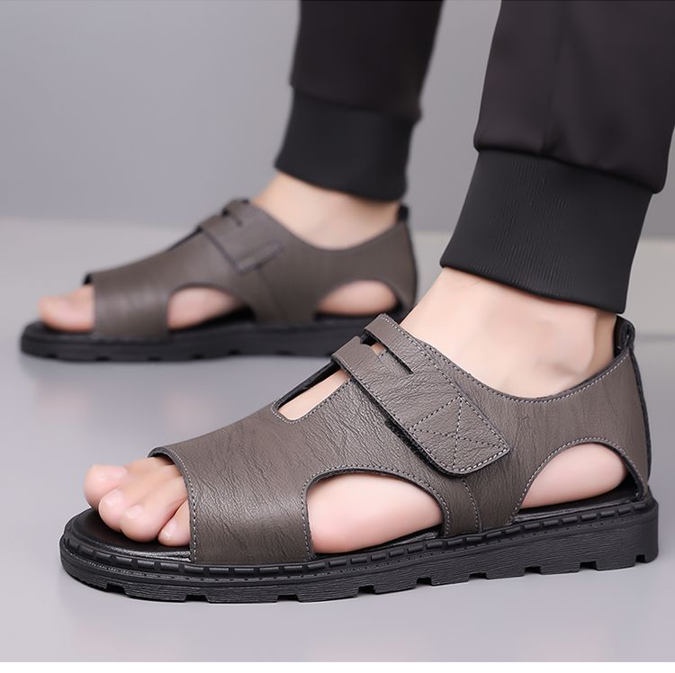 Jingzhenlianggong Men's Summer Sandals Dual-Use Slippers Non-Slip Soft Sole Beach Shoes Dark Brown [Lace-Up] Size 41 20