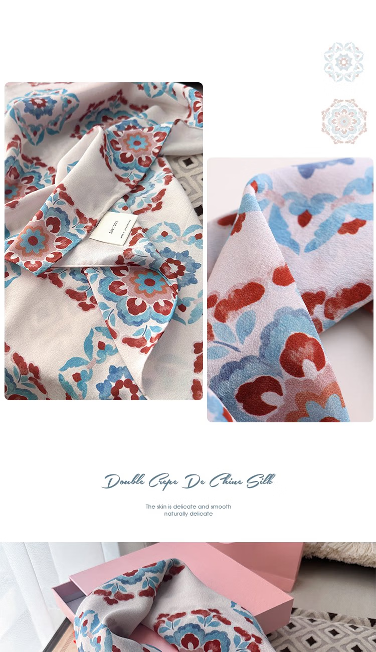 Lagur "Oriental Precious Pattern" Double Crepe 12 Momme 100% Silk Scarf Precious Pattern (Pink Gift Box) 24
