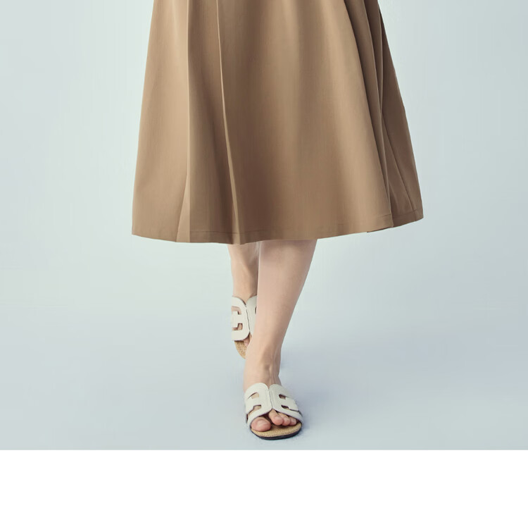Giordano Women's Skirt 2026 Spring New Solid Color Pleated A-Line Slimming Midi Skirt 05466064 14