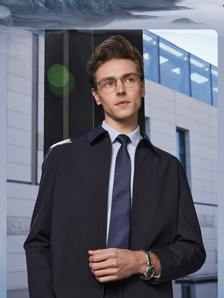 YOUNGOR Business Commuter Spring New Men's Polo Collar Durable Double-Layer Stretch Executive Jacket 424965F 4
