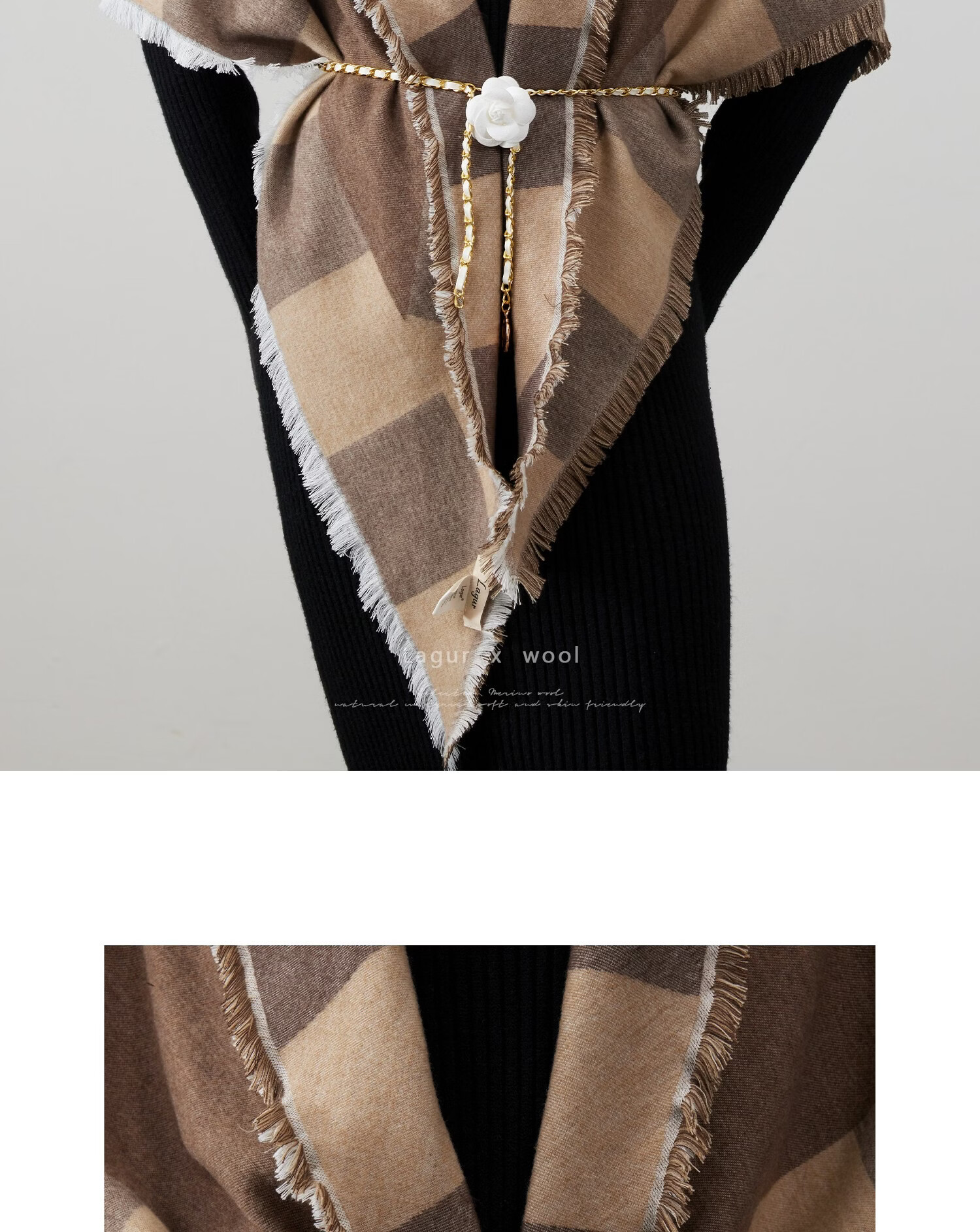 Lagur Blue Moment Tranquil Blue Fine Wool Triangle Scarf and Shawl Dual-Use Warmth Tranquil Blue 29