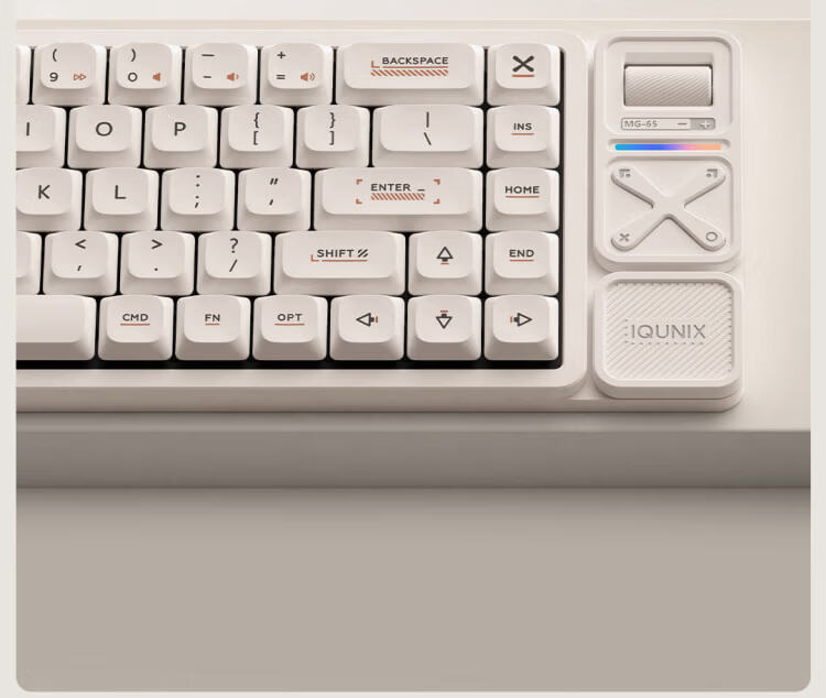 IQUNIX Aluminum Factory MG65 Series Low-Profile Mechanical Keyboard Wireless Tri-Mode Compatible with Mac Tablet Office Ultra-Thin Gaming MG65 Misty White Light Feather Switch 9