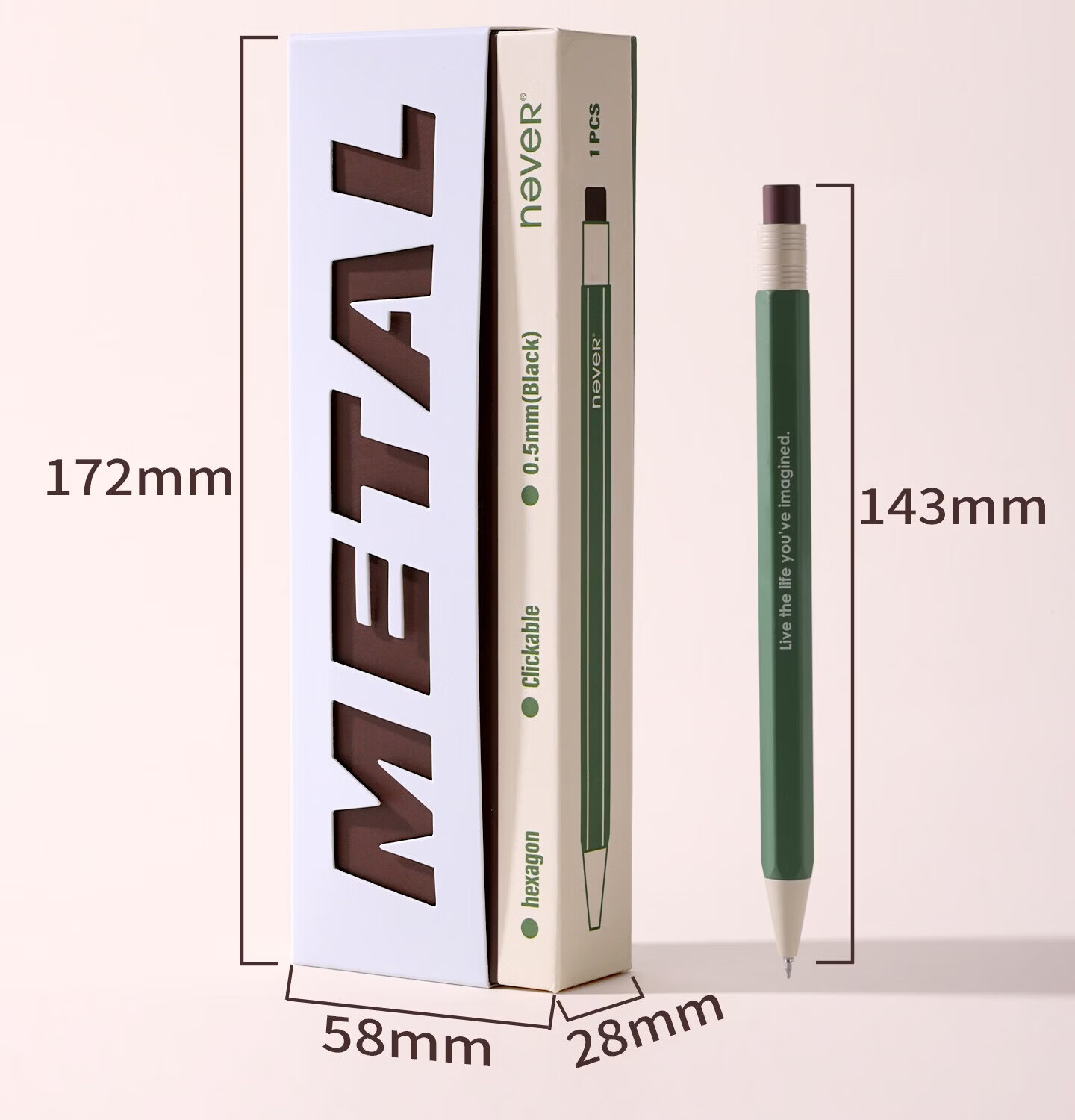 Never Hexagonal Metal Pen Magnetic Gift Box Premium Business Signature Pen Industrial Style Quick-Dry Gel Pen Spring Fruit [Metal Pen*1 + Refill*1] 24