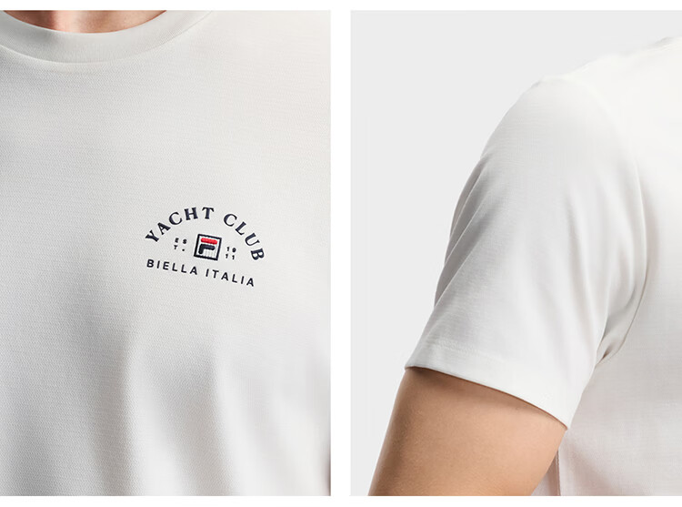 FILA Official Men's Knitted Short Sleeve Shirt 2026 Summer Fashion Casual Simple Basic Crew Neck T-Shirt 21