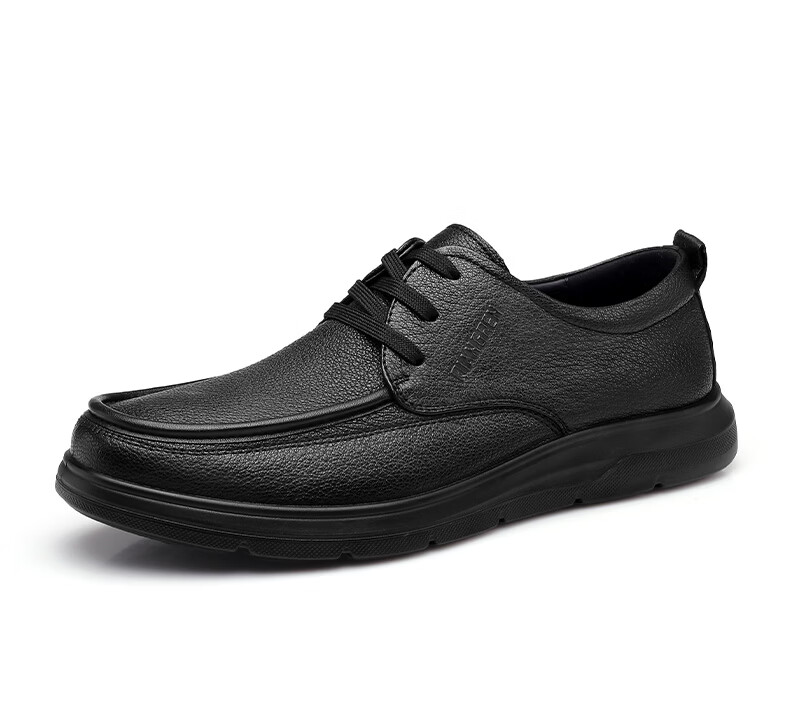 Qiangren Extra Large Size Business Leather Shoes First Layer Cowhide Commuter Men's Breathable Casual Shoes JDA351332 Black Size 45 15