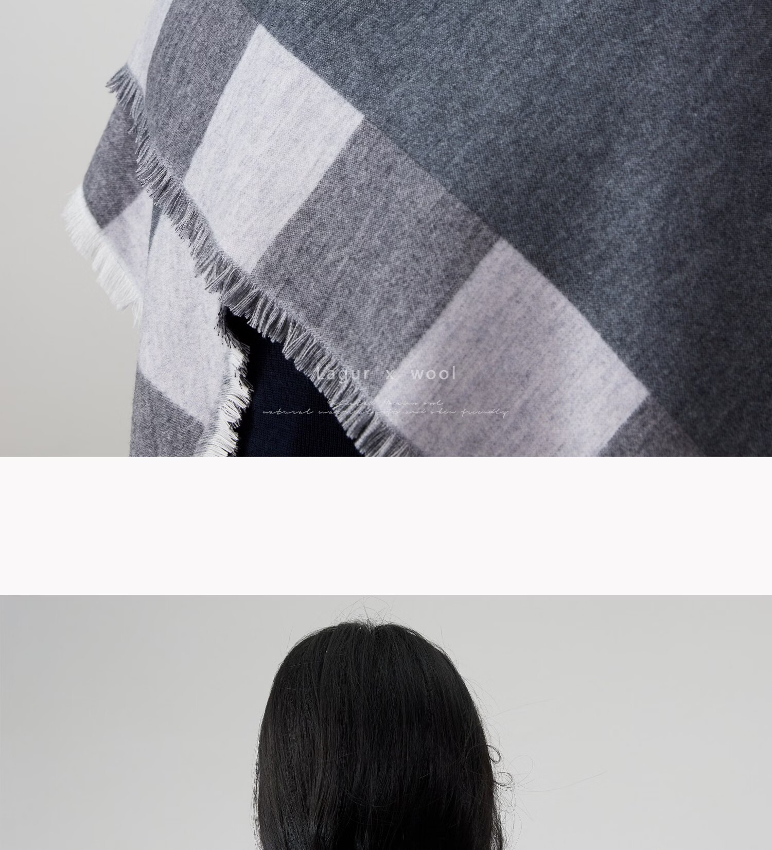 Lagur Blue Moment Tranquil Blue Fine Wool Triangle Scarf and Shawl Dual-Use Warmth Tranquil Blue 35