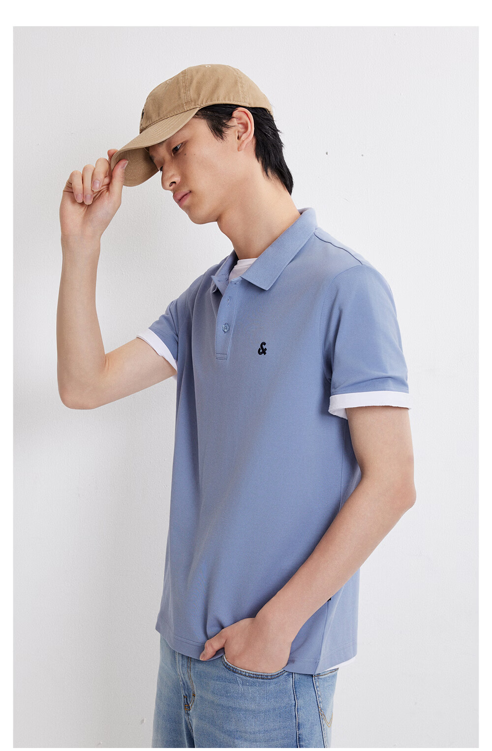 JACK&JONES Men's Spring New 3D Embroidered Business Casual Work Commute Short Sleeve Polo Shirt 226206029 27