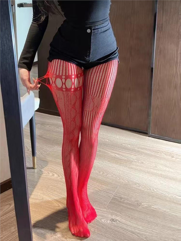 9i9 Lace Hollow Mesh Sexy Irregular Pattern Sheer Pantyhose for Women, 3 Pairs S54 10