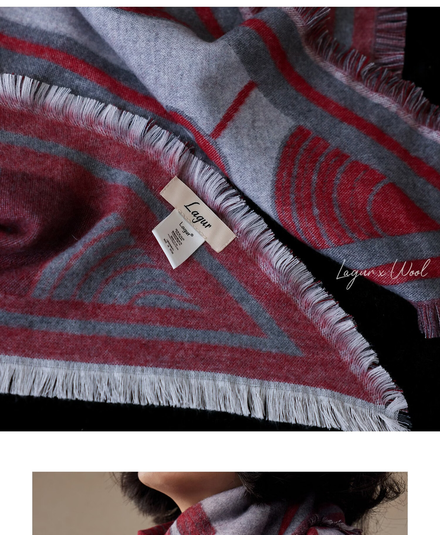 Lagur Minimalist Horse Fine Wool Blend Triangle Scarf Air Conditioning Room Shawl Versatile Women's Neck Warmer Minimalist Beige 37