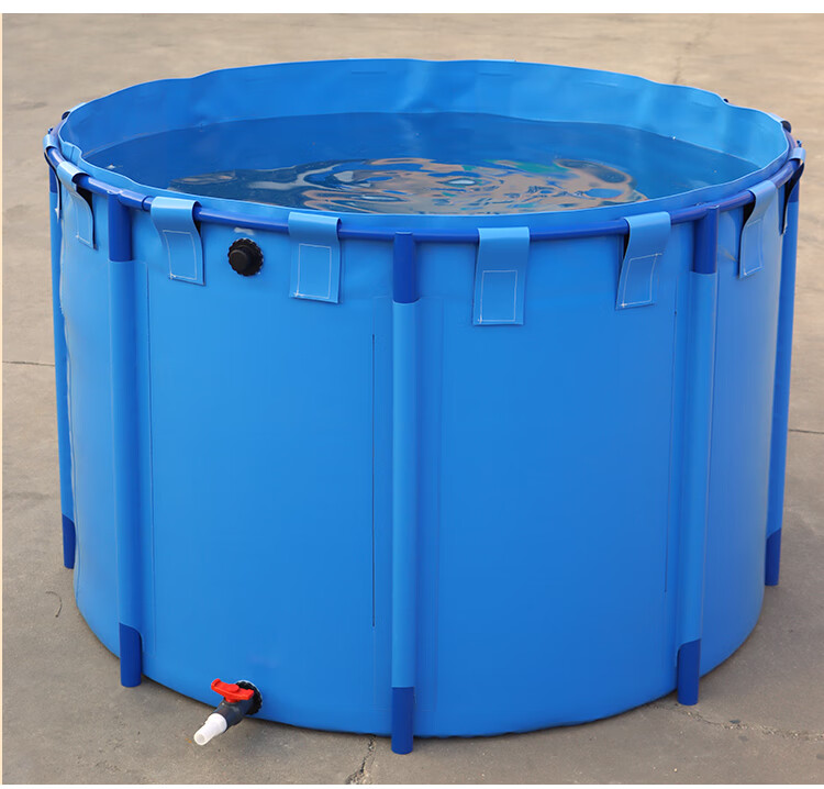 帆布鱼池圆形加厚带支架折叠养鱼水箱大型养殖塑料水池锦鲤暂养池蓝