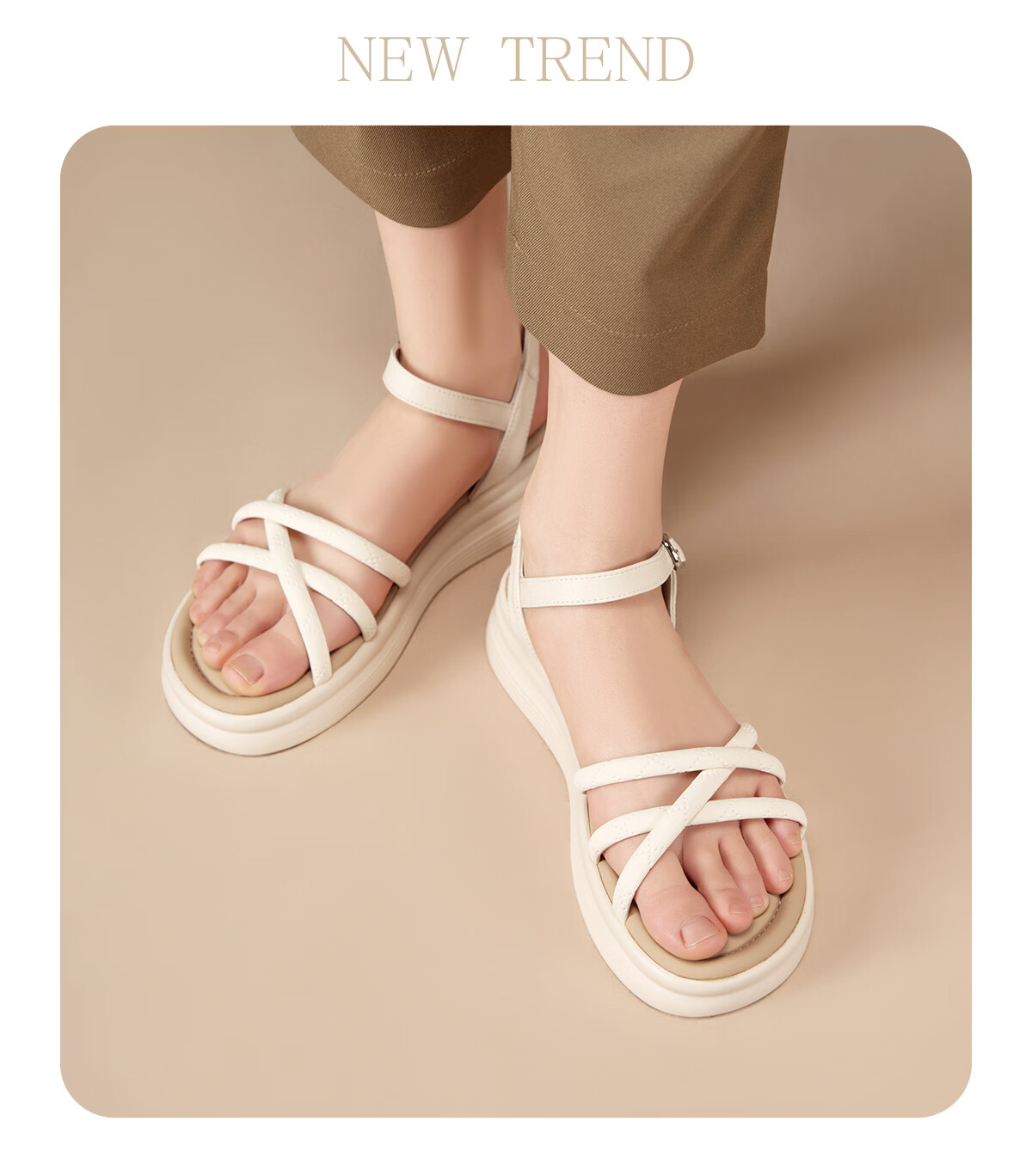 Eierkang Women's Summer Thick-Soled Comfortable Casual Sandals Flat Versatile Roman Sandals 28061W Light Green Size 40 5