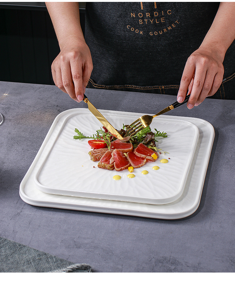 驰度西餐餐盘牛排盘高级感北欧风格创意轻奢吃牛排的餐具方形盘子五