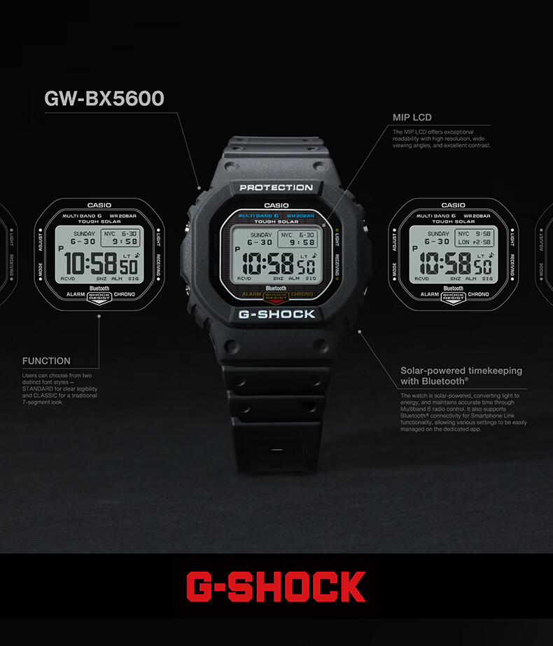 CASIO G-SHOCK Men's MIP LCD Sports Smart Electronic Student Watch GW-BX5600-1PR 1