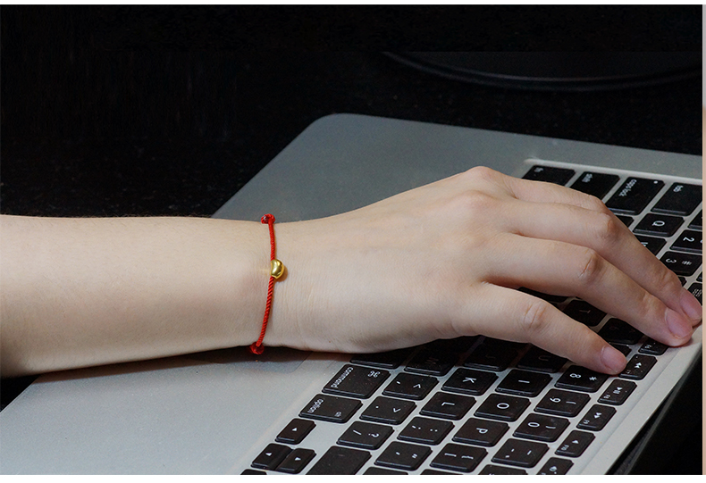 季福缘999足金相思豆黄金手链女编织红绳金豆豆转运珠足金小金珠子手