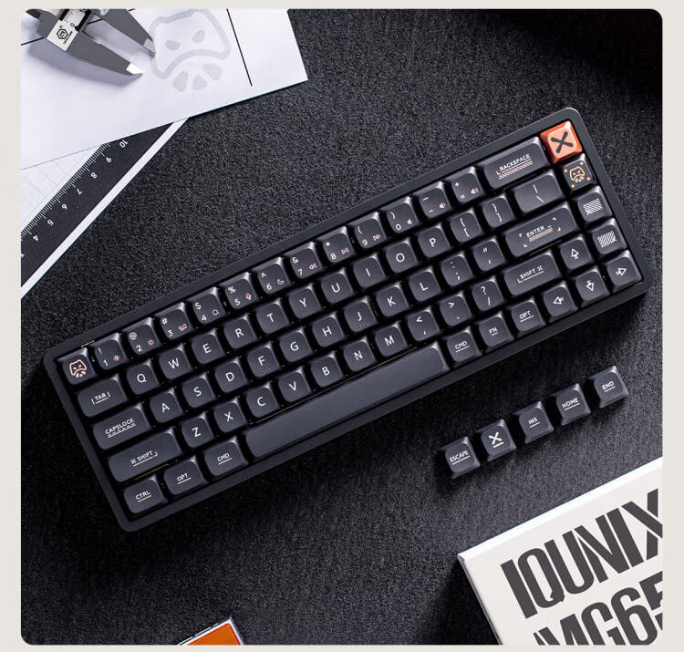 IQUNIX Aluminum Factory MG65 Series Low-Profile Mechanical Keyboard Wireless Tri-Mode Compatible with Mac Tablet Office Ultra-Thin Gaming MG65 Misty White Light Feather Switch 26