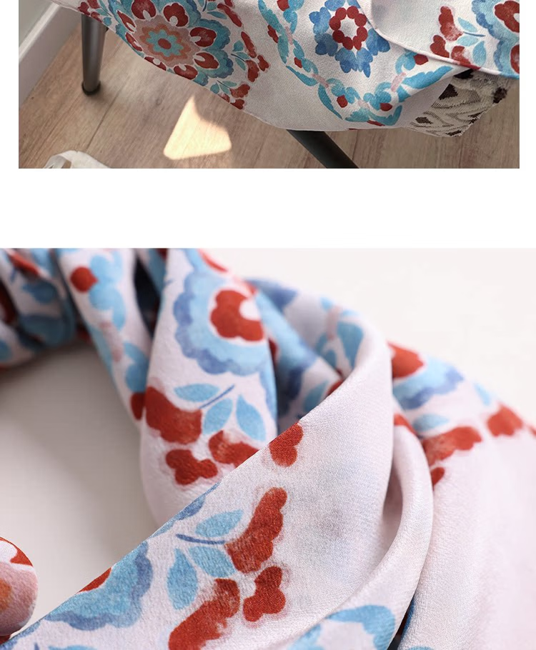 Lagur "Oriental Precious Pattern" Double Crepe 12 Momme 100% Silk Scarf Precious Pattern (Pink Gift Box) 19