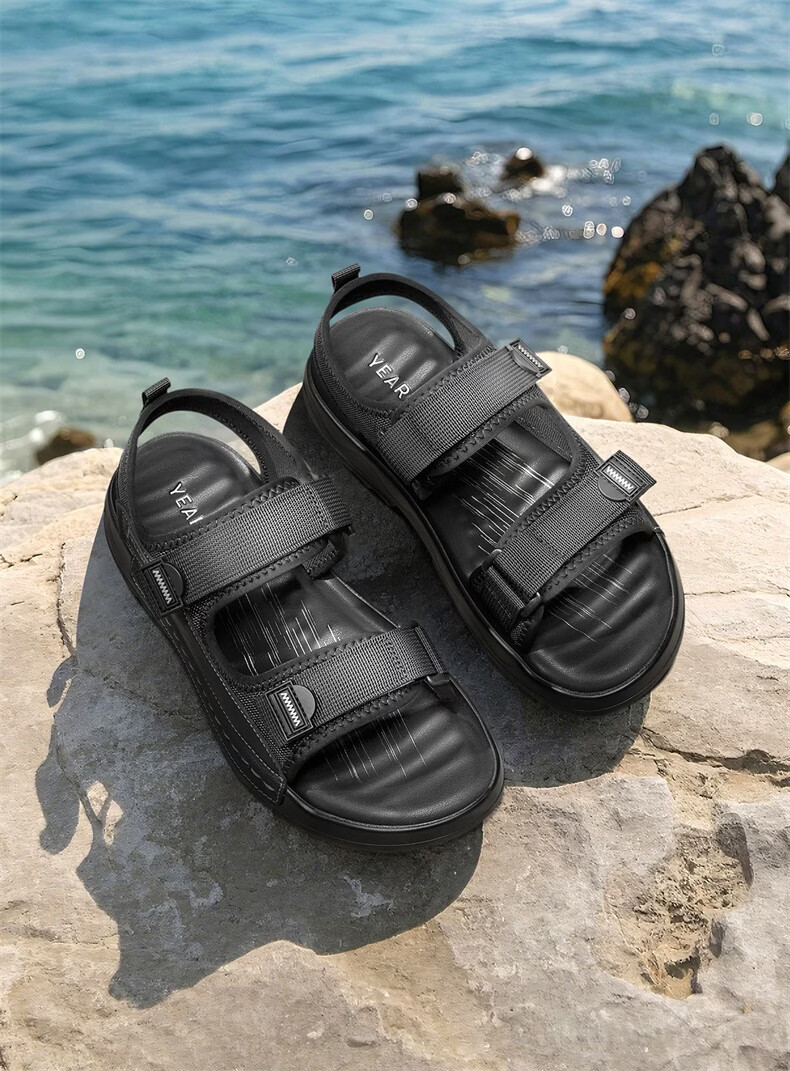 Eierkang Men's Summer Outdoor Trendy Beach Shoes Soft Sole Driving Sports Sandals 57548W Black Size 40 1