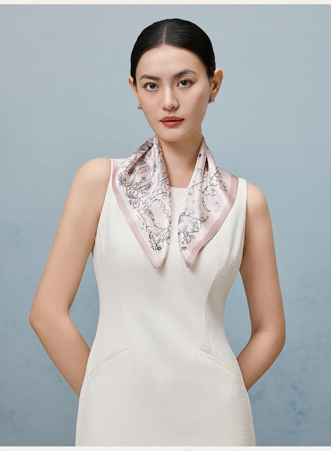 Shanghai Story 100% Mulberry Silk Printed Small Square Scarf Gift for Elders, Mom, and Girlfriend 17