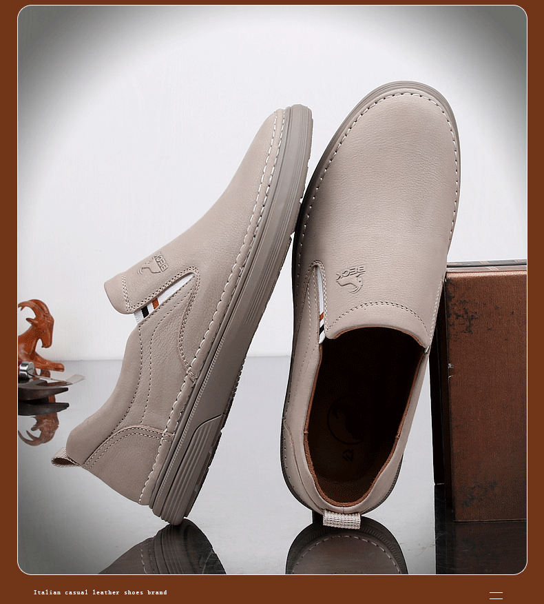 Men's Ram Leather Casual Shoes New Spring Genuine Leather Soft Durable Slip-On Driving Shoes 12