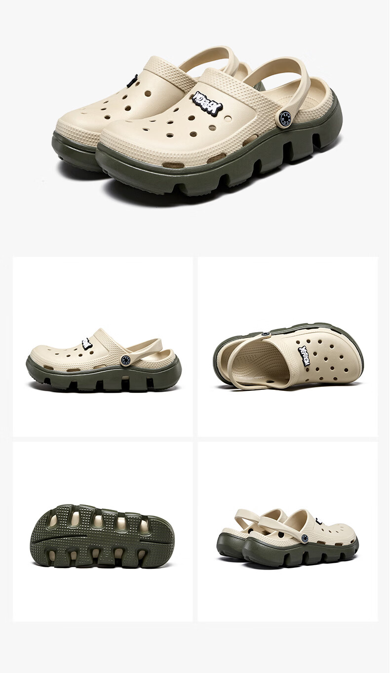 Yierkang Men's Casual Breathable Hole Shoes Soft Sole Comfortable Outdoor Slippers YM41I189 Black/Grey Size 40 13