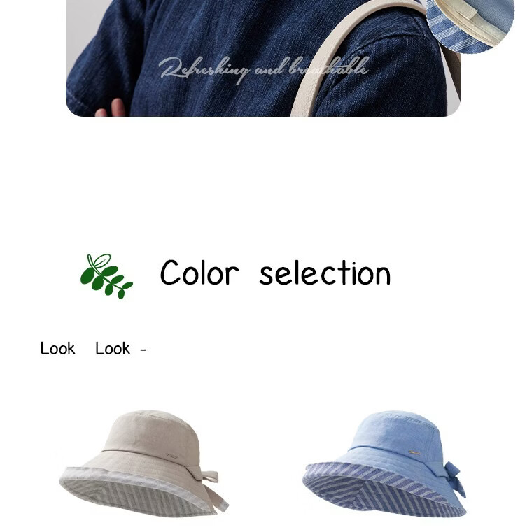 Lagur 100% Cotton Japanese-Style Wide Brim Fisherman Sun Hat UV Protection Summer Women's Sky Blue 5