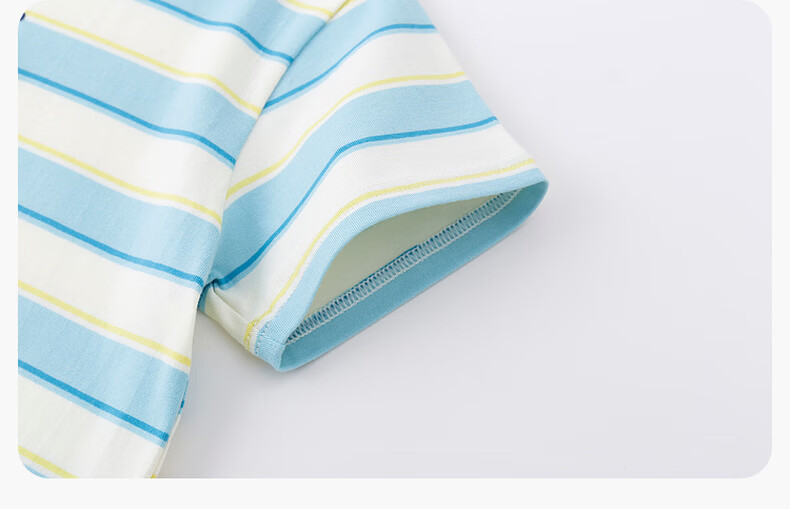 Dudu Kids Boys T-Shirt Summer Girls Short Sleeve Fashion Children's Striped Top Baby Kids Clothing Blue Striped 110 23