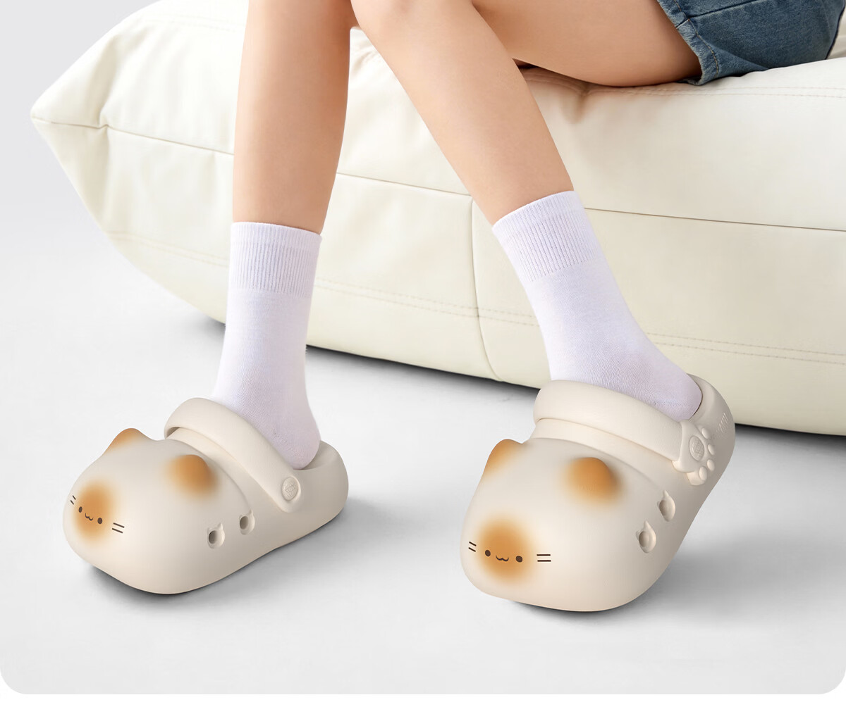 Chikoku Cute Cat Paw Clog Shoes for Women New Thick Sole Birkenstock Style Slip-On Anti-Slip EVA Sandals 26
