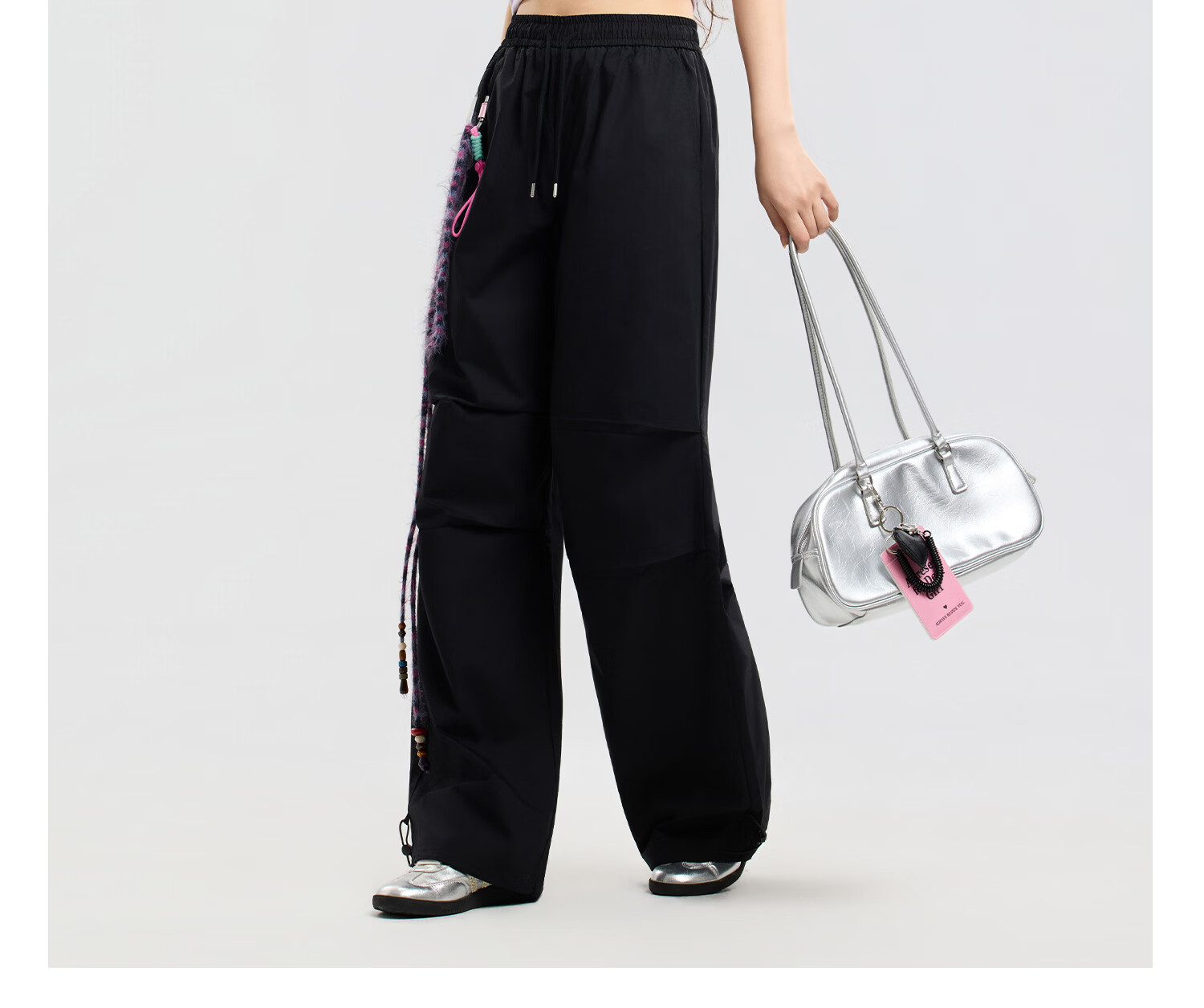 Metersbonwe Women's Casual Wide-Leg Pants 2026 Summer New Outdoor Sports Loose High-Waist Paratrooper Pants 10