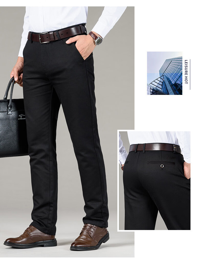 Romon High-End Men's Casual Pants Spring Autumn Loose Straight Business Trousers Middle-Aged Long Pants Royal Blue 28 13