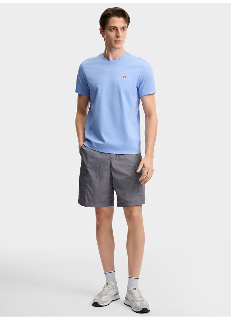 FILA Official Men's Knitted Short Sleeve Shirt 2026 Summer Fashion Casual Simple Basic Crew Neck T-Shirt 8