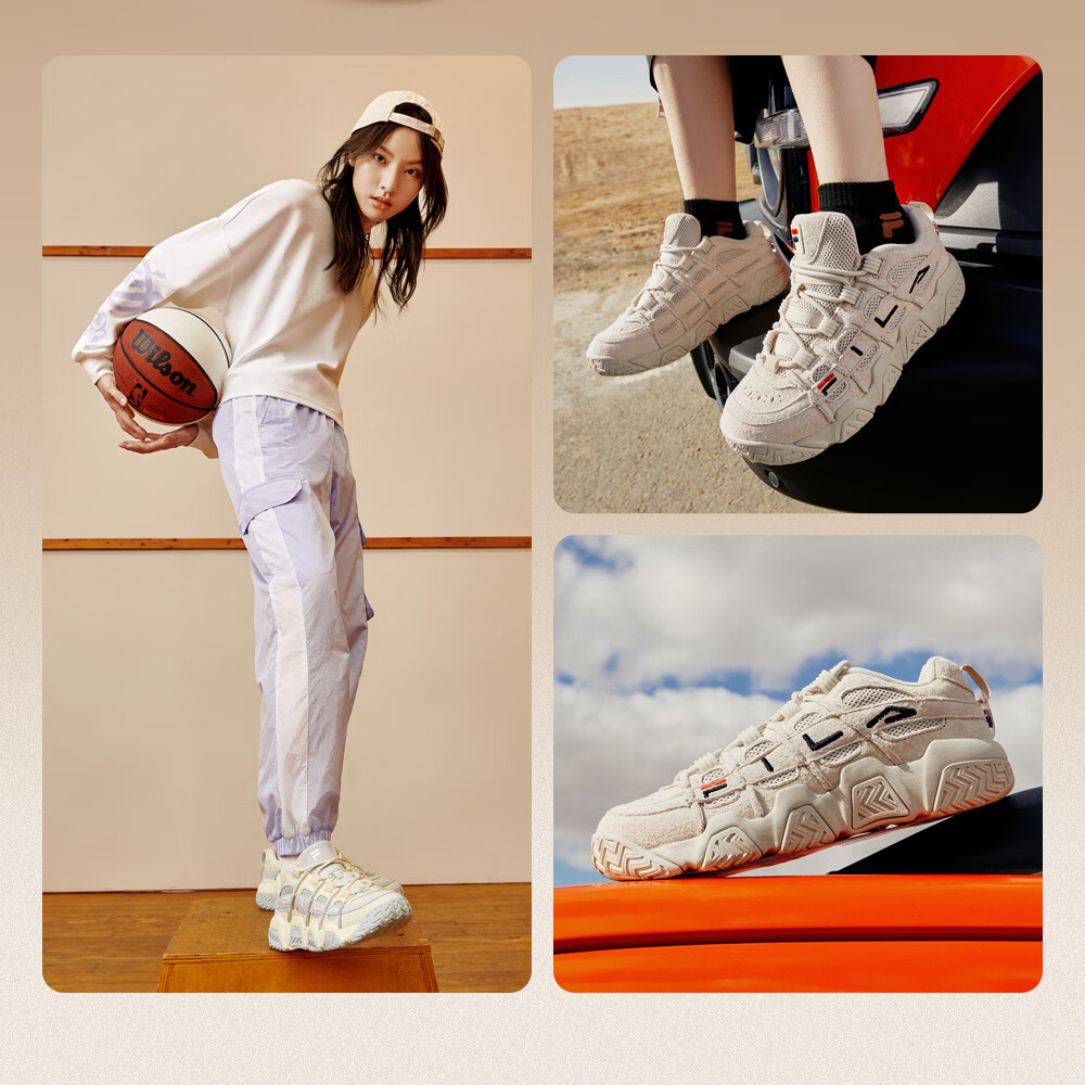 FILA FUSION FILA Trendy F Bread Shoes Dad Shoes Men's Thick Sole Retro Basketball Sports Shoes 20