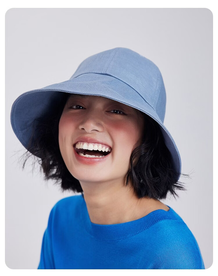 Lagur Japanese Classic Pure Linen Ponytail Outdoor Sunshade Fisherman Hat Sunscreen Hat for Women Summer Dark Blue 19