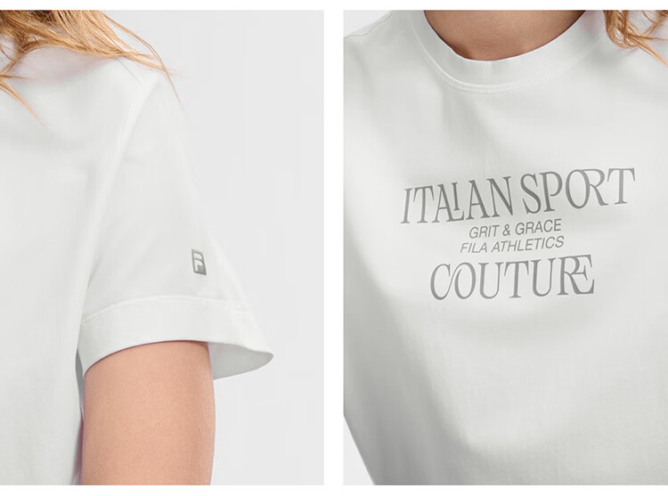 FILA Women's Knitted Short Sleeve T-Shirt 2026 Summer Fitness Sports Colorblock Letter Loose Tee (Sun Qiantong Edition) 12
