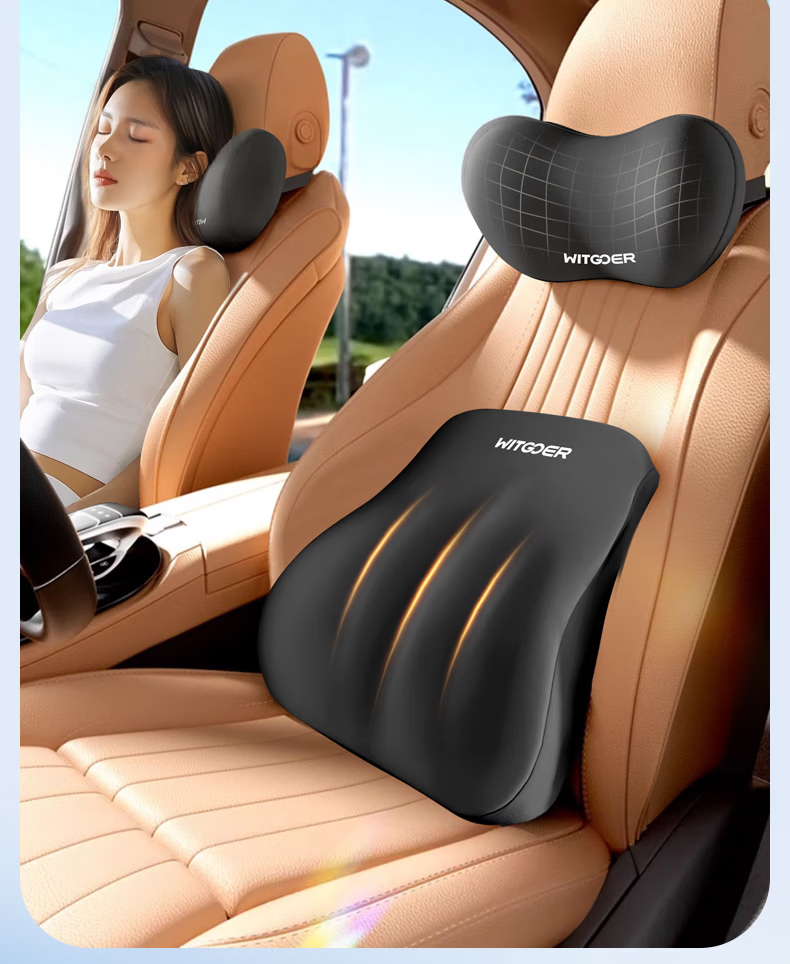 Zhiguozhe Car Headrest Neck Pillow Memory Foam Long-Distance Driving Seat Cushion Premium 8