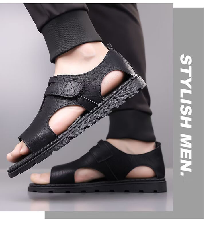 Jingzhenlianggong Men's Summer Sandals Dual-Use Slippers Non-Slip Soft Sole Beach Shoes Dark Brown [Lace-Up] Size 41 27