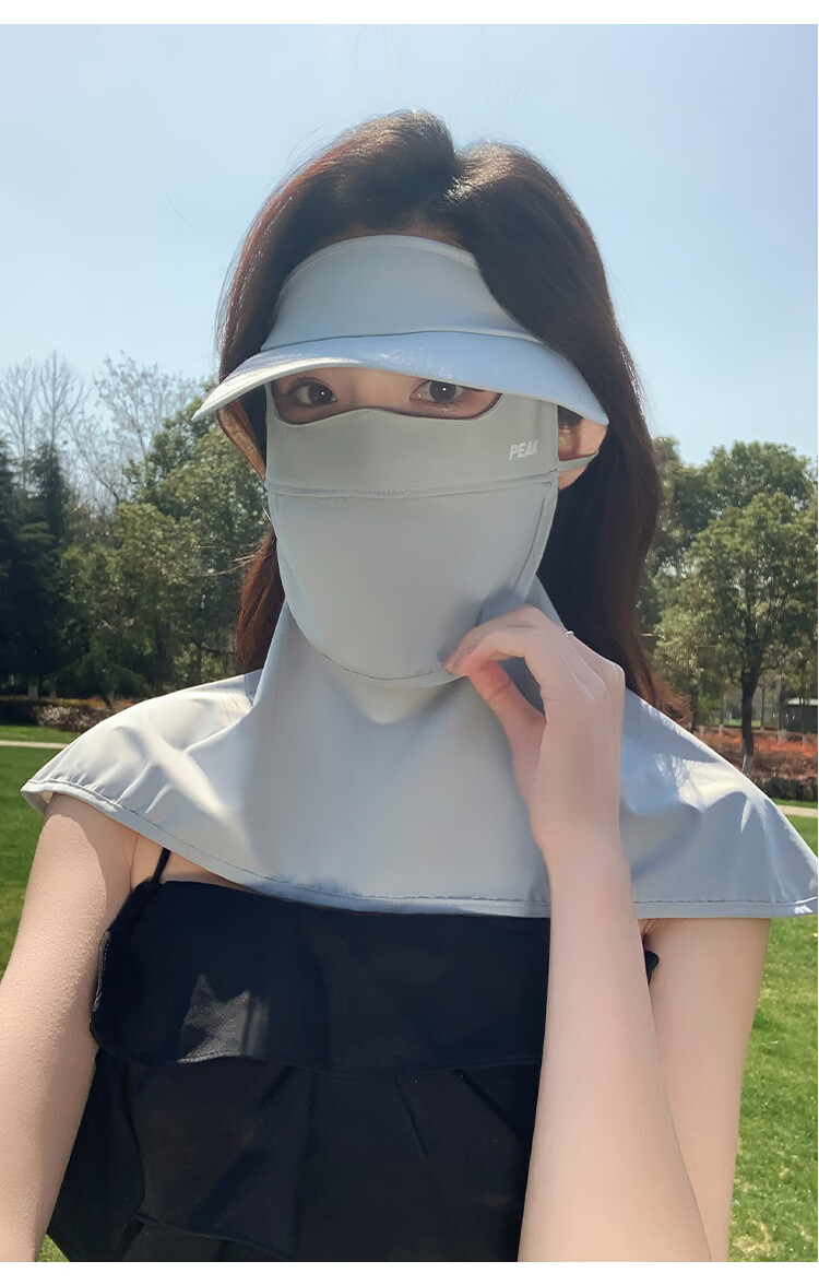 Peak Sunscreen Face Mask Black Coated Brim Sunshade UV Protection Lightweight Breathable Shoulder Neck Eye Protection Outdoor Sunblock 17