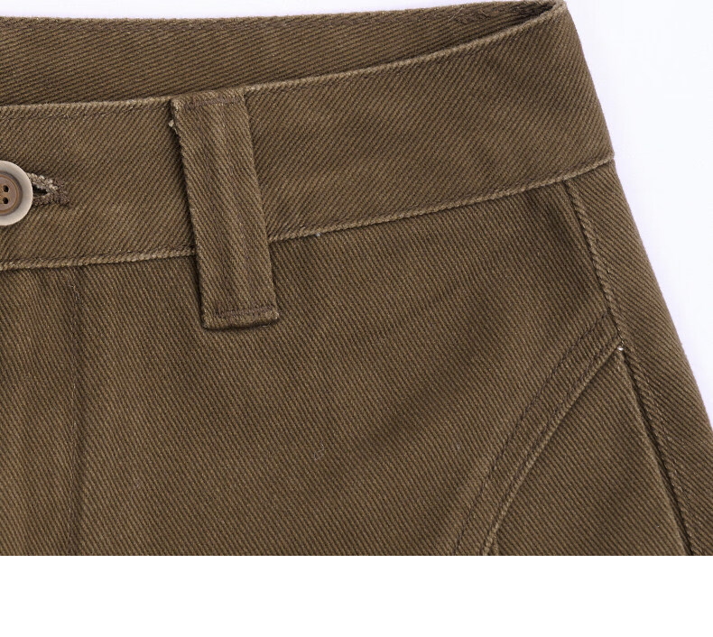 :CHOCOOLATE Women's American Style Brown Washed Curved Denim Jeans Summer Pure Cotton Slim Fit Long Pants Brown M 8