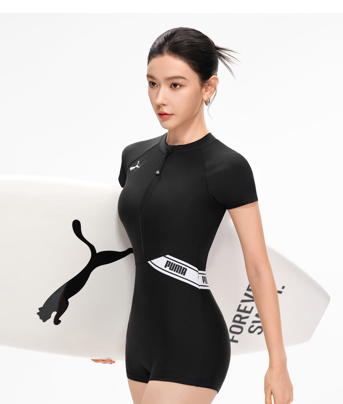 PUMA One-Piece Swimsuit for Women, Boyshort Style, Antibacterial, Sun Protection, High-End Look, Conservative, Slimming, Suitable for Hot Springs And Vacation, Athletic Swimwear 31