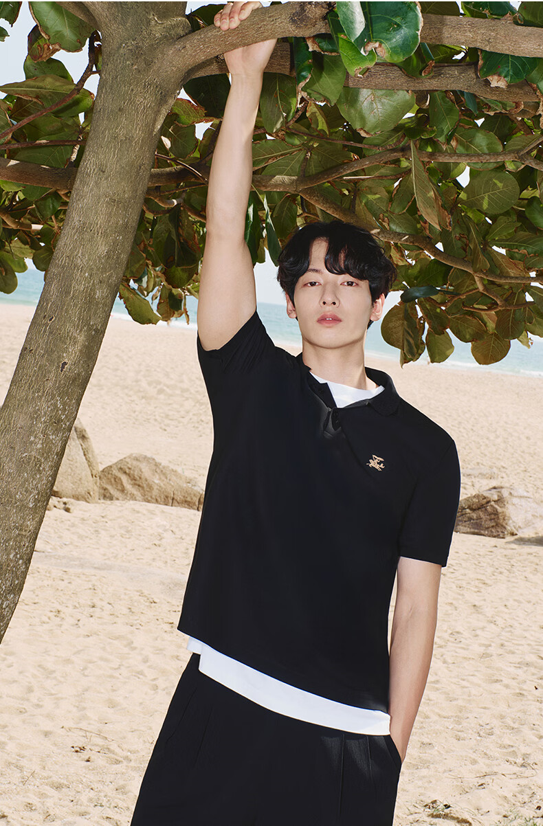 GXG Cool Quick-Dry Men's Slim Fit Polo Shirt with Spurs Embroidery Short Sleeve T-Shirt 2026 Summer New Arrival 15