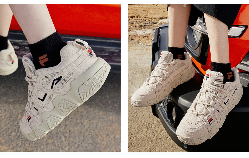 FILA FUSION FILA Trendy F Bread Shoes Dad Shoes Men's Thick Sole Retro Basketball Sports Shoes 22