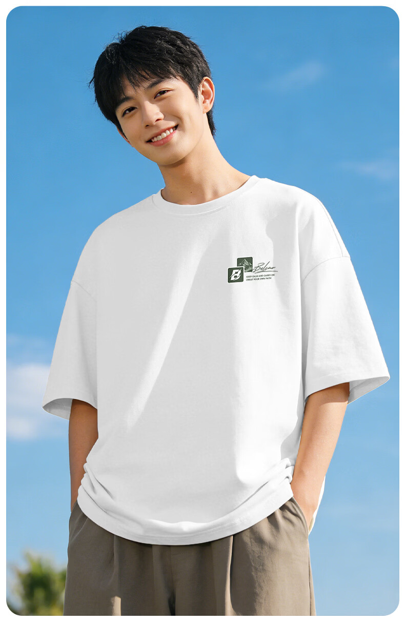 Baleno Men's Pure Cotton Short-Sleeve T-Shirt, 2026 Summer New Style, Loose Casual Menswear Top, Simple Fashionable Versatile Clothing 2