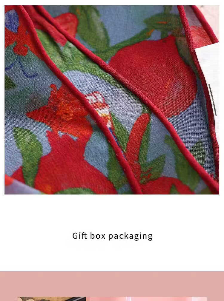 Lagur "Butterfly Pomegranate Flower" 100% Mulberry Silk Triangle Scarf Women's Silk Diamond Scarf Lupine Blue 10